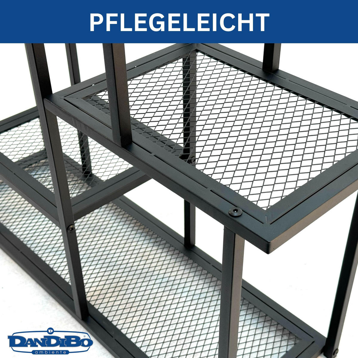 DANDIBO Blumenregal indoor Metall Schwarz 4 Ebenen 96579 Blumentreppe Modern Pflanzentreppe Design Pflanzenregal - Schwarz, Metall (77/82/25cm) - DanDiBo