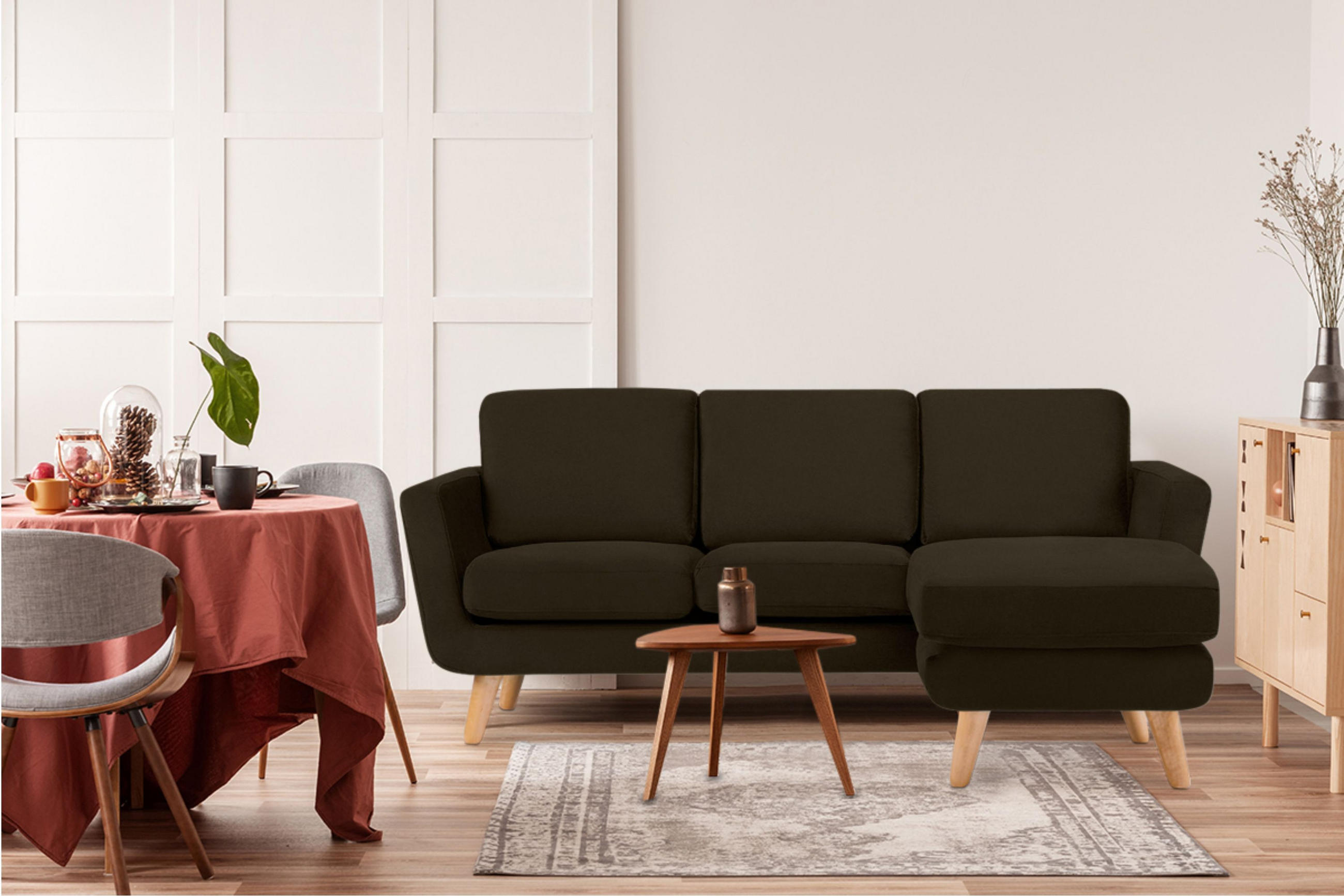 Thumbnail - Konsimo® Ecksofa-Rechts, Braun, Textil, L-Form, 190x151 cm, FSC 100%, Hergestellt in Europa, Wohnzimmer, Sofas & Couches...