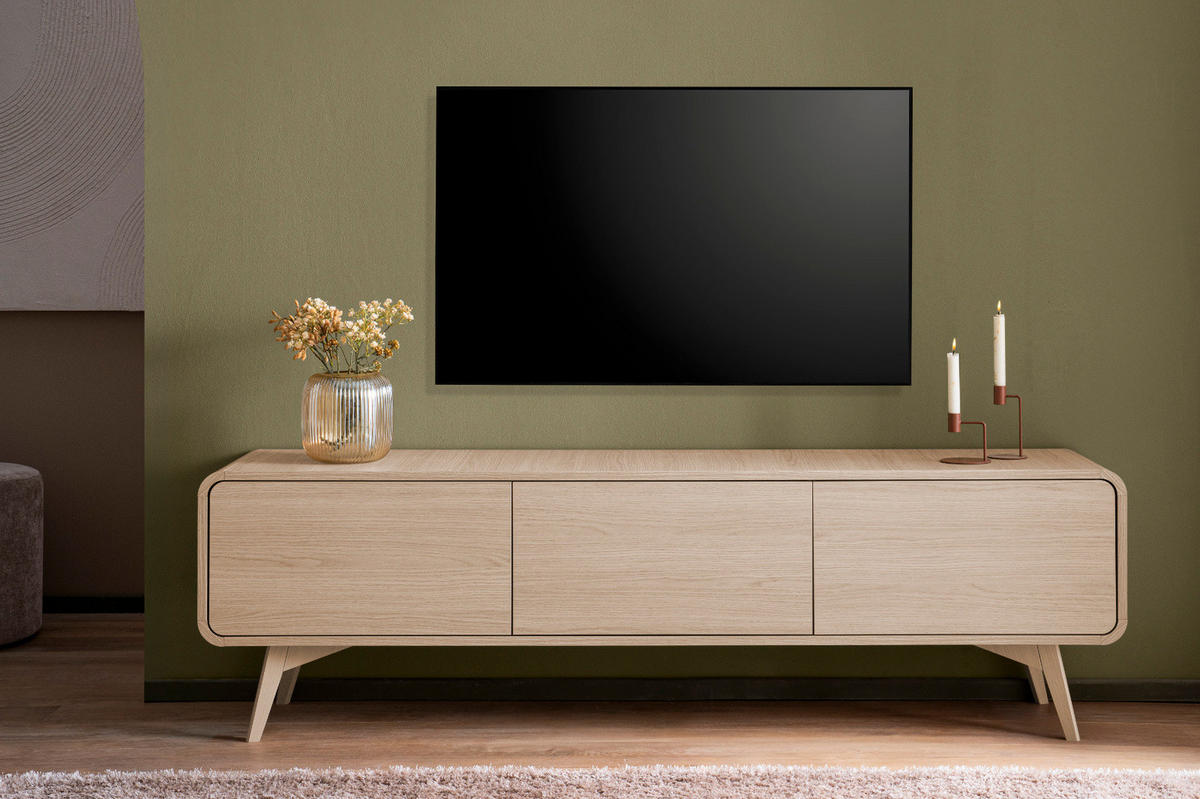 TV-LOWBOARD Eiche natur skandinavisch 180 cm, TV Unterteil mit Push-to-Open - Eichefarben, Holz/Holzwerkstoff (180/53/39cm) - Furn.Design