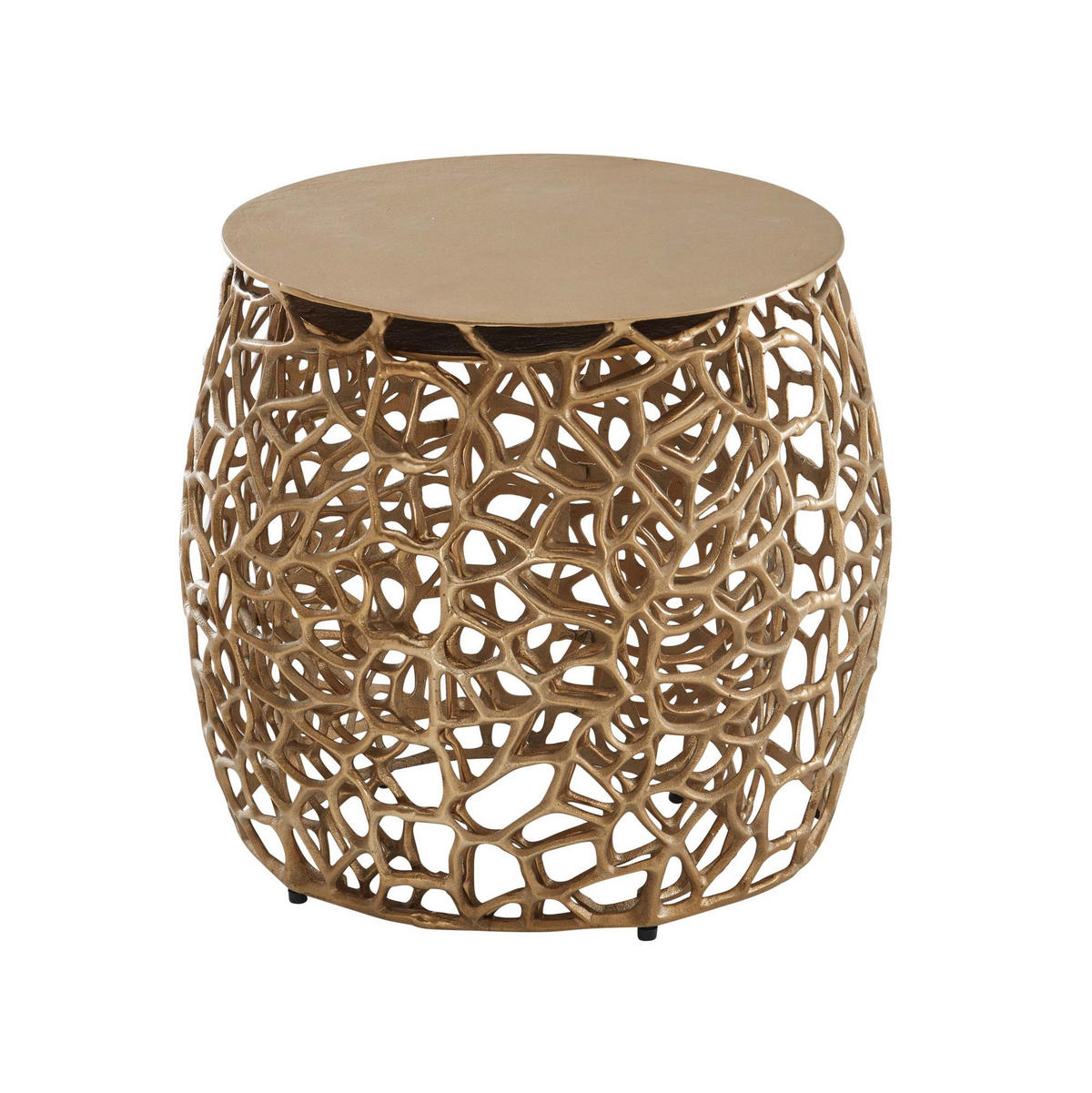 SATZTISCH Set – 2-teilig Aluminium Gold handgefertigt Aststruktur - Goldfarben, Metall (46/46/42cm) - KADIMA DESIGN