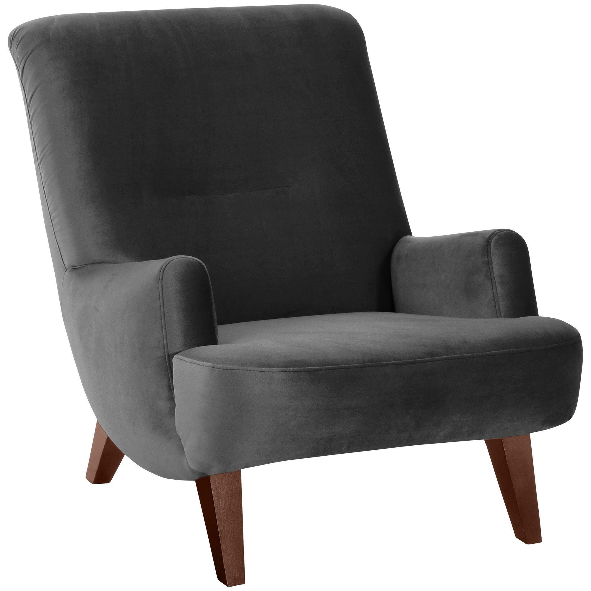 SESSEL Kajsa 71x80x101 Bezug Samtvelours Buche nussbaum/anthrazit - Anthrazit/Nussbaumfarben, Kunststoff (101/80/71cm) - 58aufmkessel