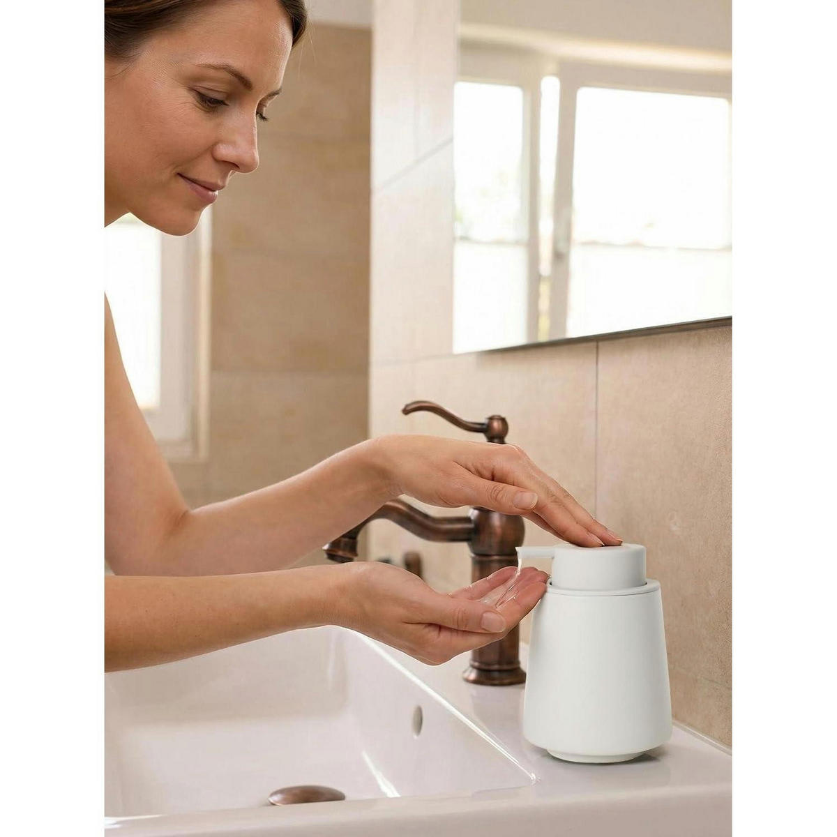 SEIFENSPENDER Keramik Grau 400 ml - Grau, Keramik (9.5/12.9/9.5cm)