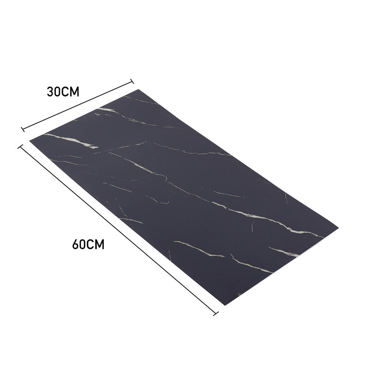 WANDPANEELE 1.8m²/10-TLG. Wasserdicht Selbstklebend Marmormuster Schwarz - Schwarz, Kunststoff (30/60/0.2cm) - Livingandhome
