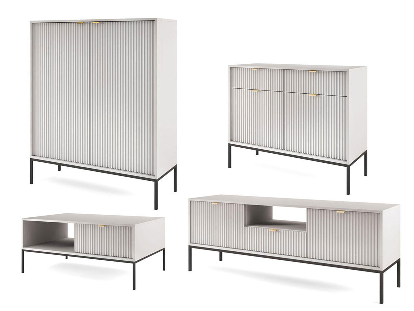 Feldmann-Wohnen Wohnzimmer-Set Grau 362x125x68 cm
