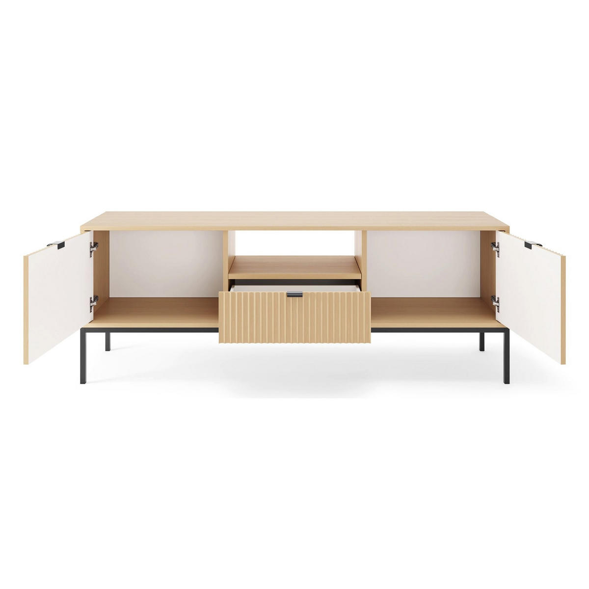 TV stolek Vellore Dekor dub Vicenza 154/56/39 cm - černá/béžová, kov/kompozitní dřevo (154/56/39cm) - Selsey