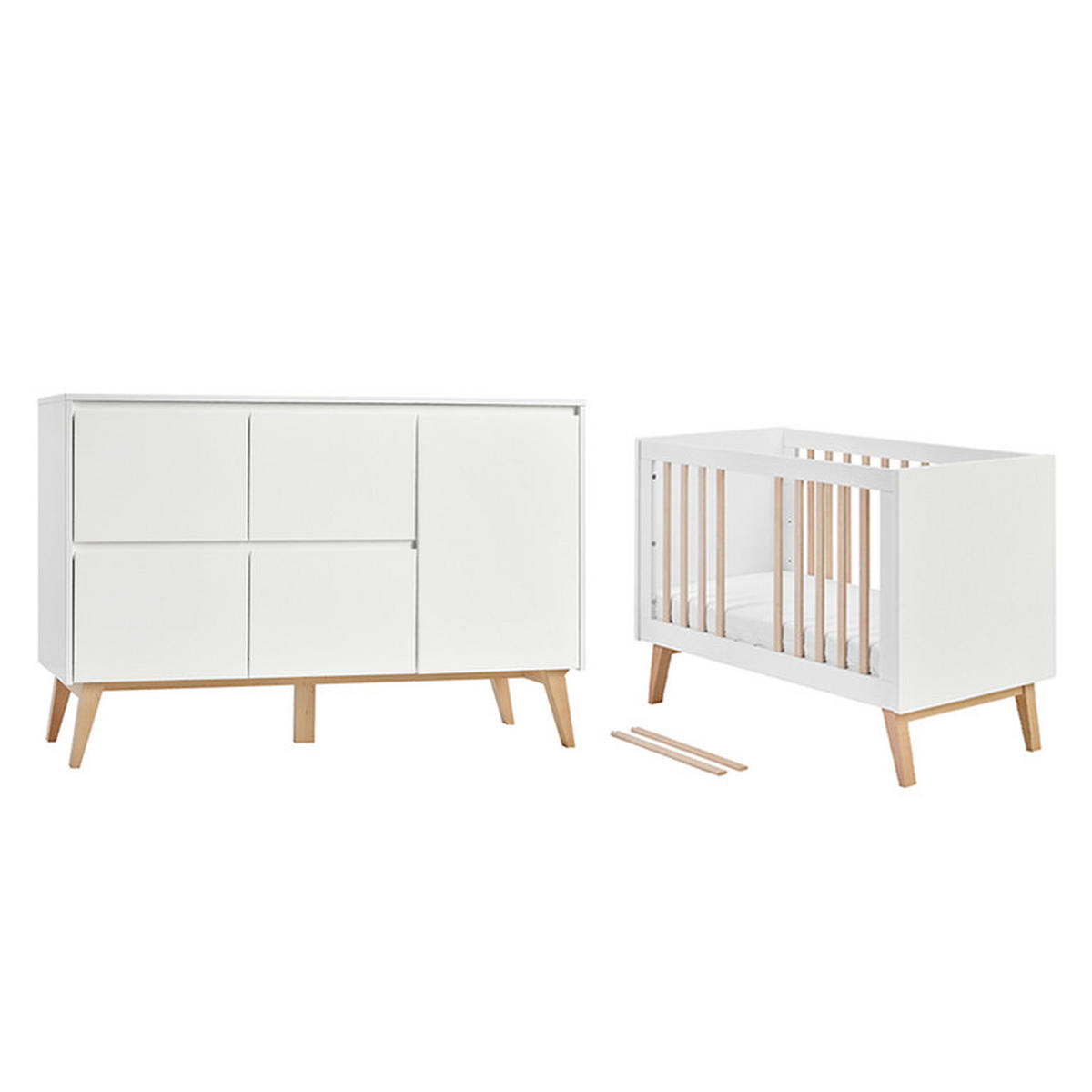 POKOJ PRO MIMINKO 2DÍLNÝ Bílá a dřevo - bílá, kompozitní dřevo (124/89/66cm) - Petits-meubles