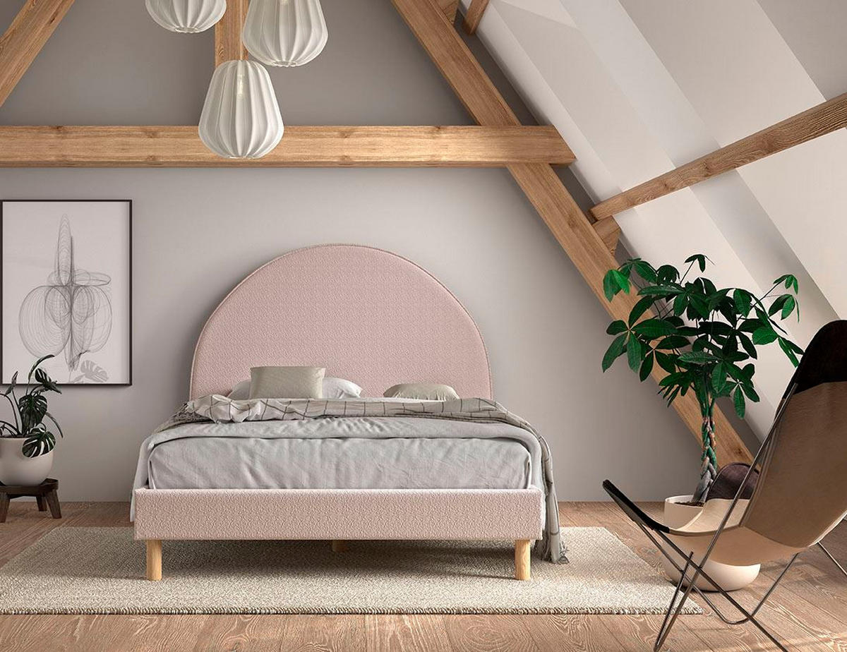 POLSTERBETT Karlotta 147x132x212 aus Holzwerkstoff in Rosa - Rosa, Holzwerkstoff (140/200cm) - 58aufmkessel