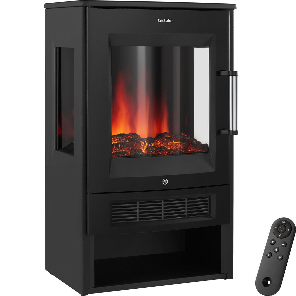 ELEKTROKAMIN Aidan, mit Fernbedienung und App-Steuerung, schwarz - Schwarz, Metall (44/75/36cm) - tectake