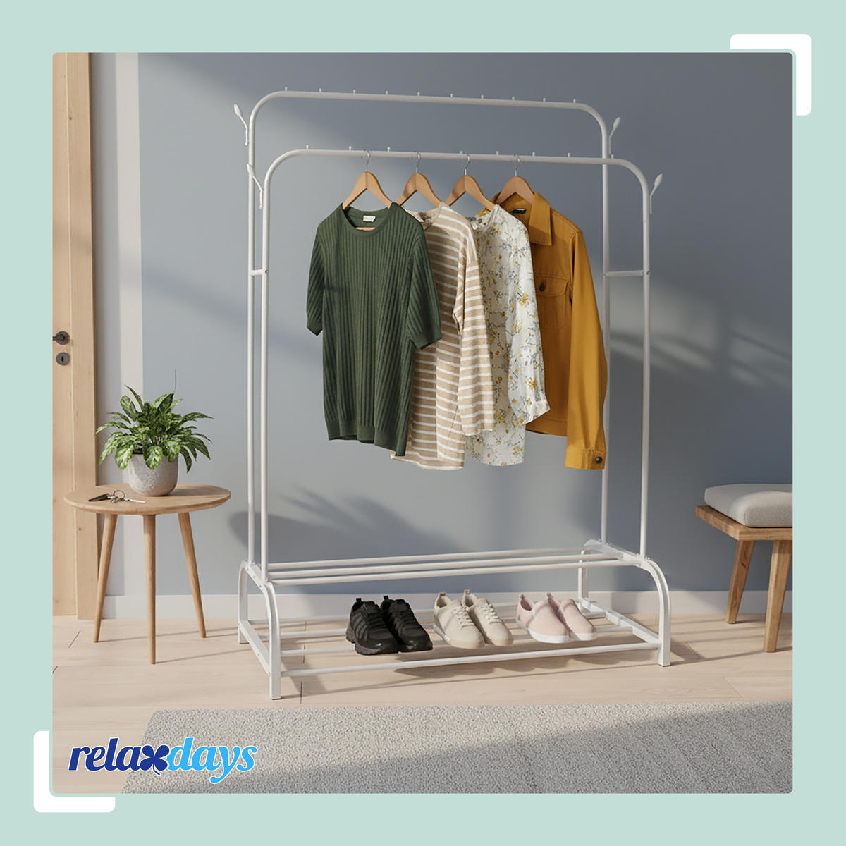 KLEIDERSTÄNDER - Weiß, Kunststoff/Metall (110/155/55cm) - Relaxdays