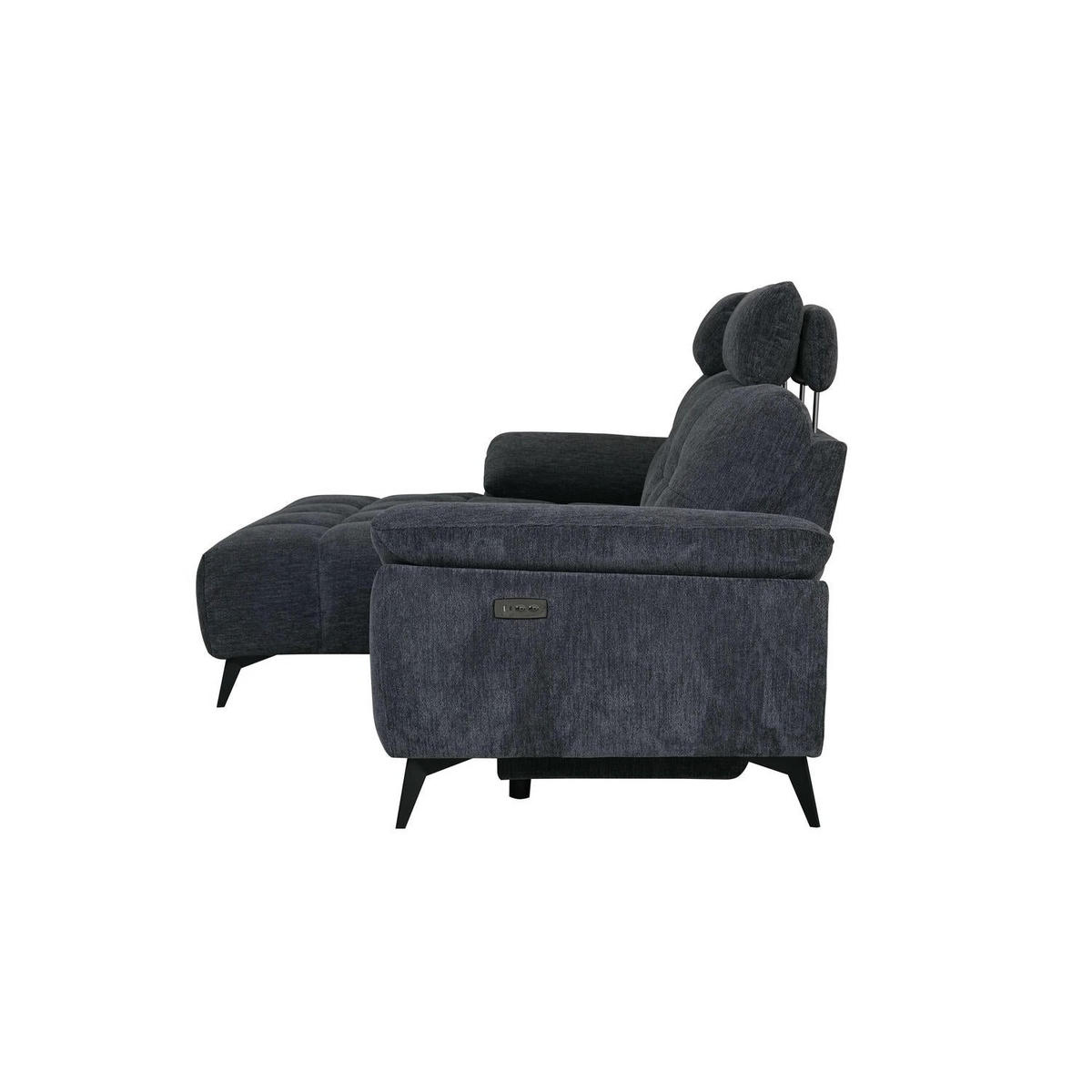 ECKSOFA Webstoff Grau - Schwarz/Grau, Textil/Metall (268/156cm) - Furnhouse