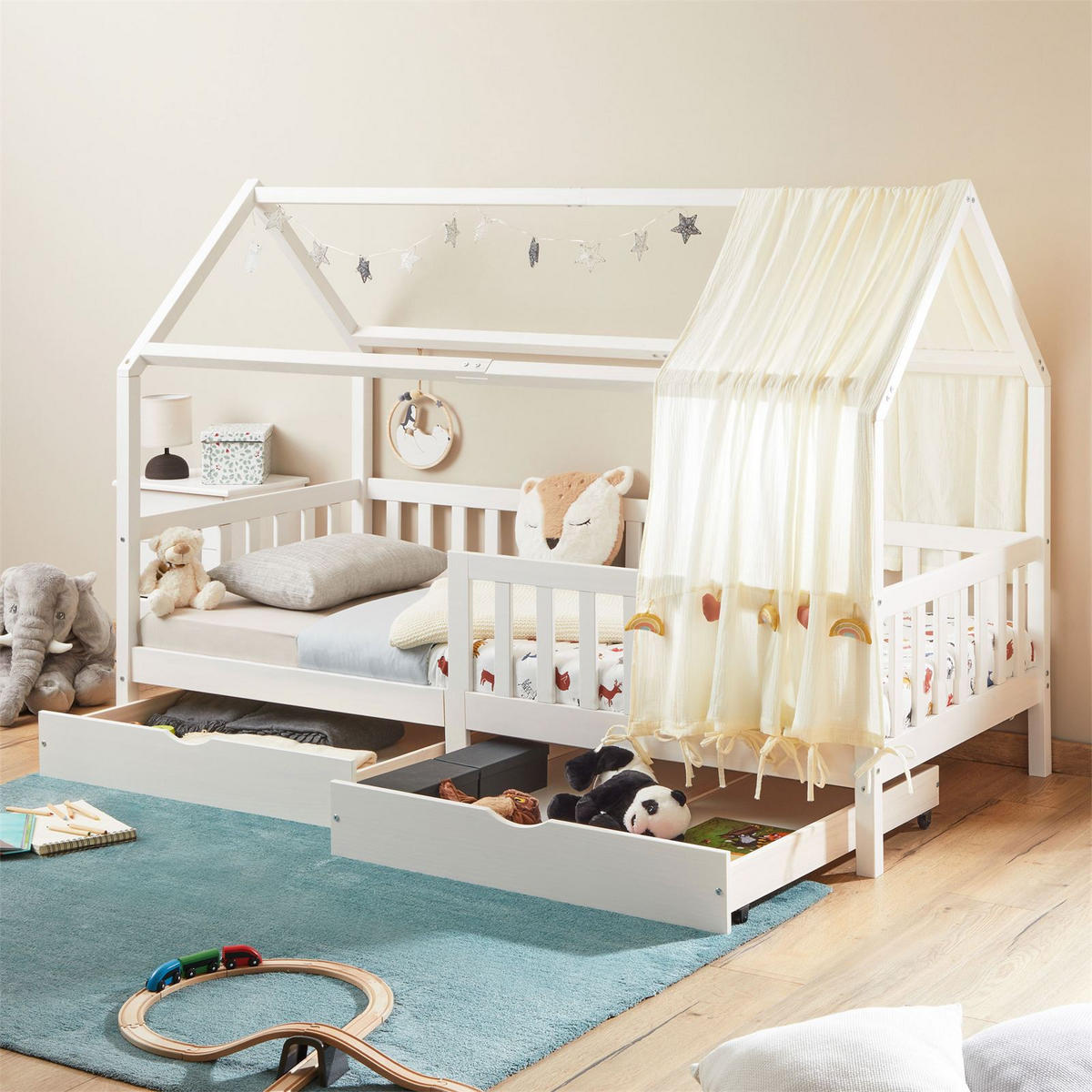 HAUSBETT NUNA 90X200 CM - Weiß, Holz (96/145/207cm) - IDIMEX