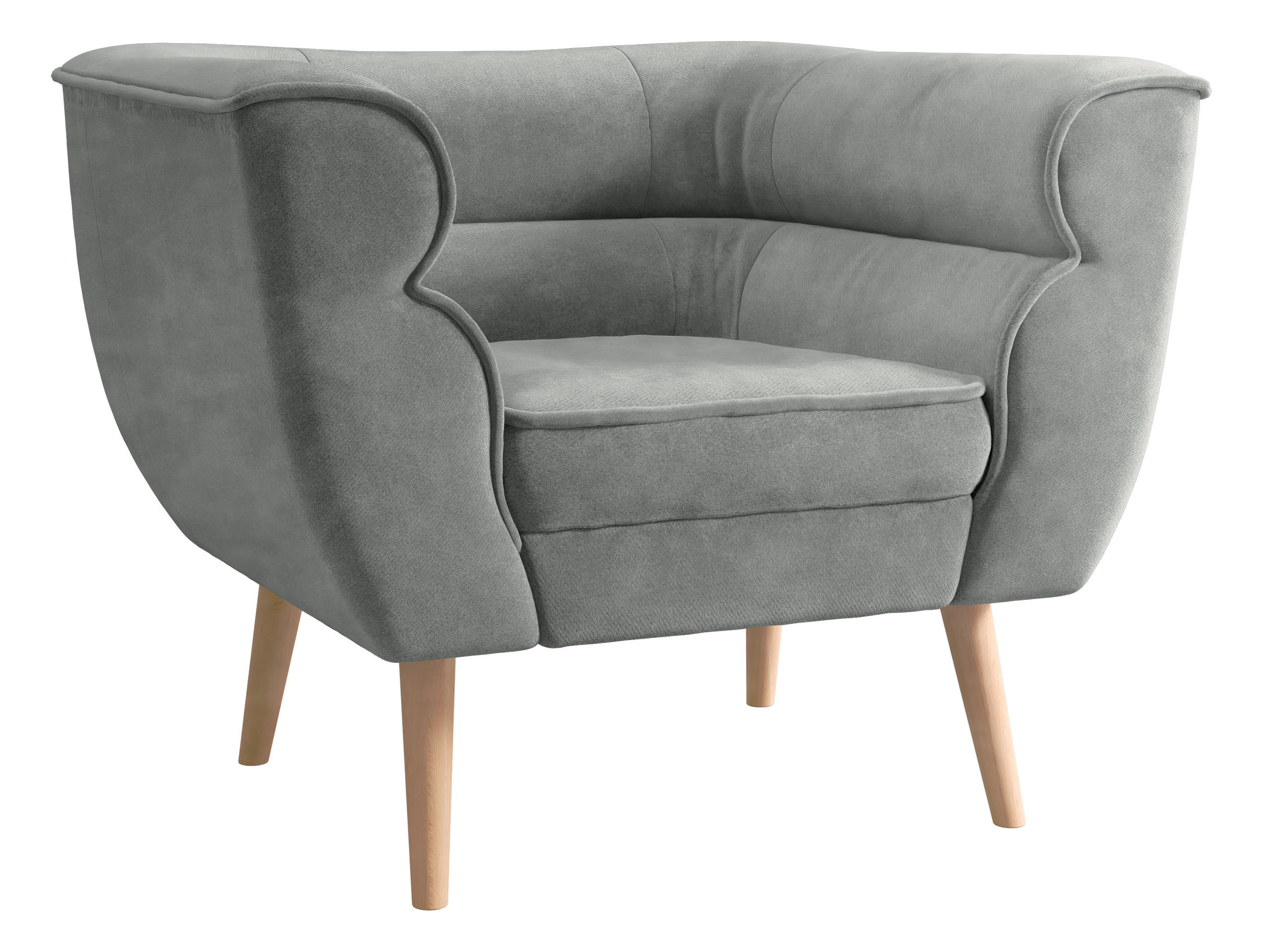 SESSEL Bal 1 - Naturfarben/Grau, Holz/Textil (82/75/74cm) - MIRJAN24