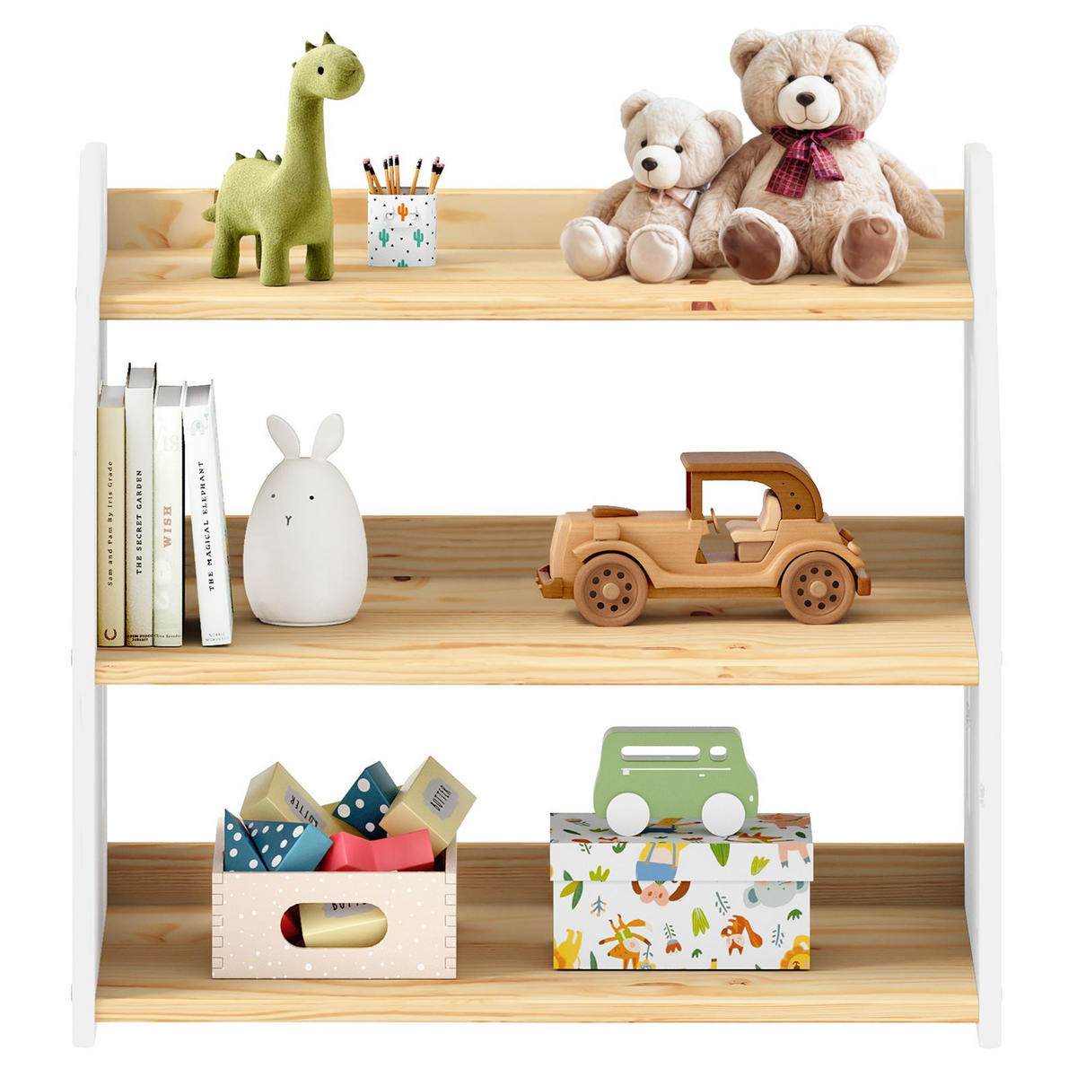 KINDERREGAL YASMIN - Naturfarben/Weiß, Holz (65/60/40cm) - IDIMEX