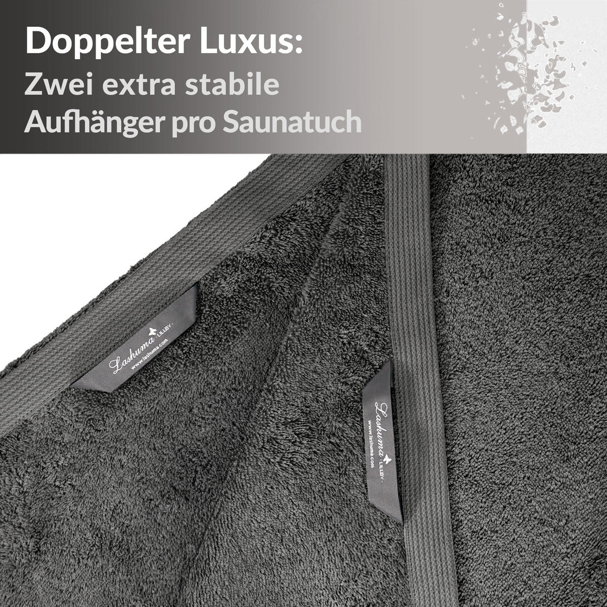 SAUNATUCH Lillby Anthrazit Grau 100x200 cm - Anthrazit, Textil (100/200cm) - Lashuma