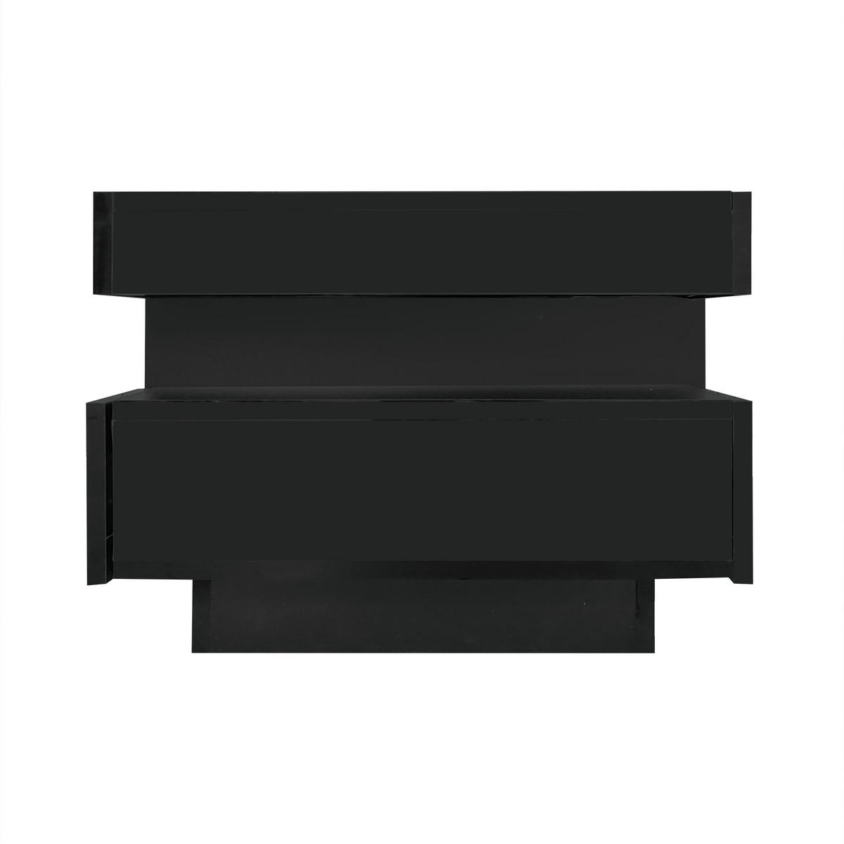 COUCHTISCH 80/50/36 cm Hochglanz schwarz mit LED-Lichtleiste und 4 Schubladen - Schwarz, Holzwerkstoff (80/50/36cm) - OKWISH