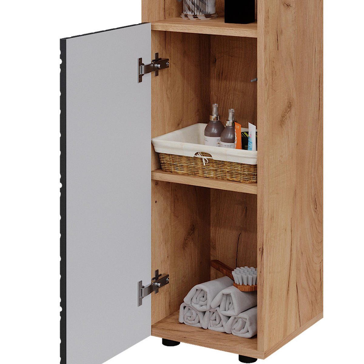 MIDISCHRANK Irma Anthrazit gestreift 30 x 95 cm - Anthrazit, Holzwerkstoff (30/95/30cm) - Vicco