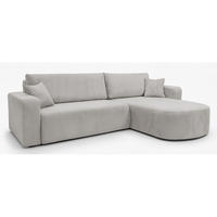 ECKSOFA mit Schlaffunktion Teeo L-Form universal mit Bettkasten Hellbeige Cord - Sandfarben/Schwarz, Kunststoff/Textil (275/170cm) - Homebook