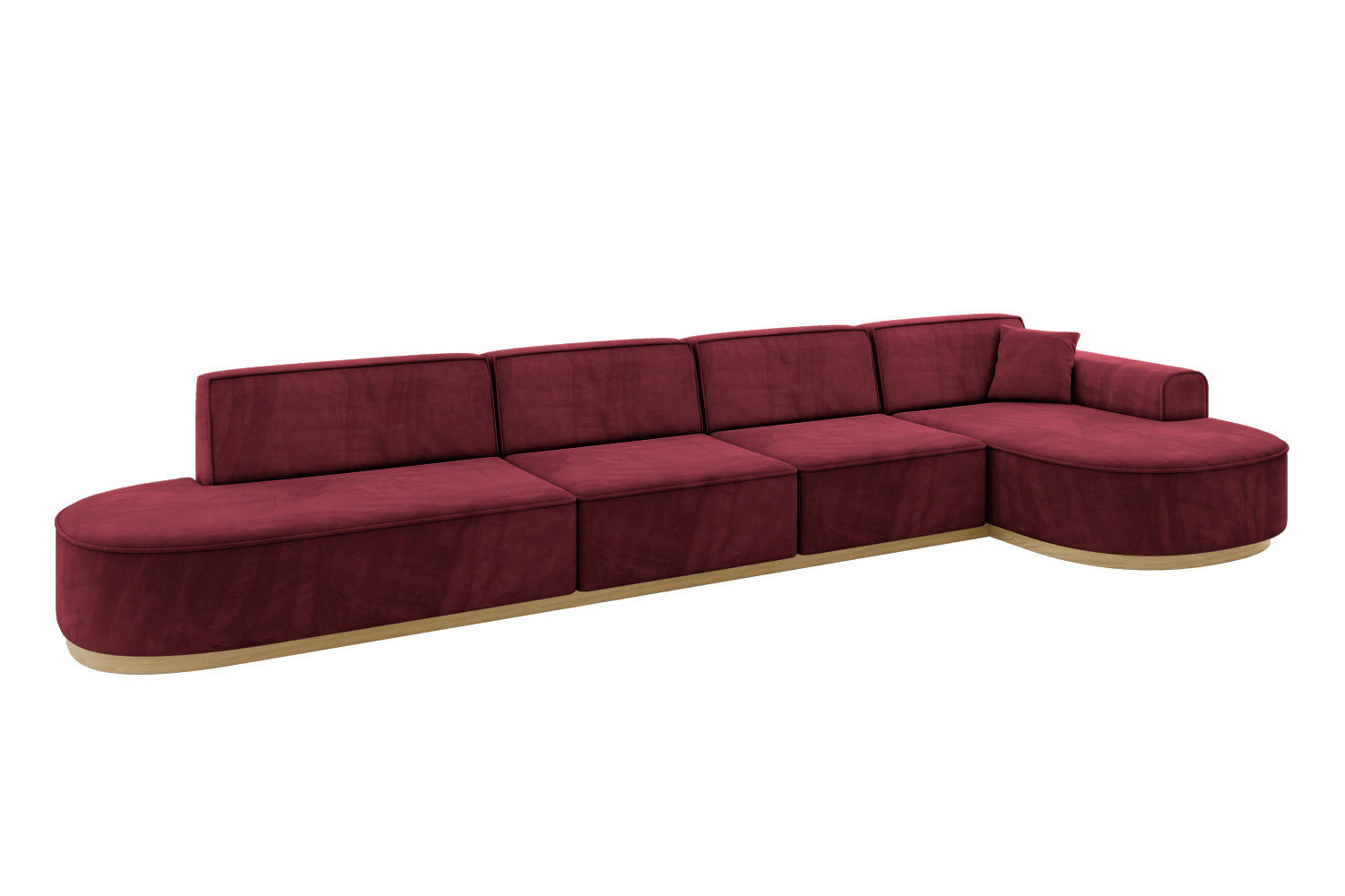 ECKSOFA Ottomane Rechts MARI-L3-v2 - 413x171x83 cm Bordeaux Velours - Bordeaux, Holzwerkstoff/Textil (171/413cm) - ALTDECOR