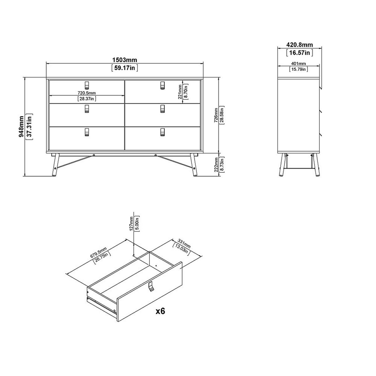 KOMMODE Schwarz - Schwarz, Holzwerkstoff (150/95/40cm) - ebuy24