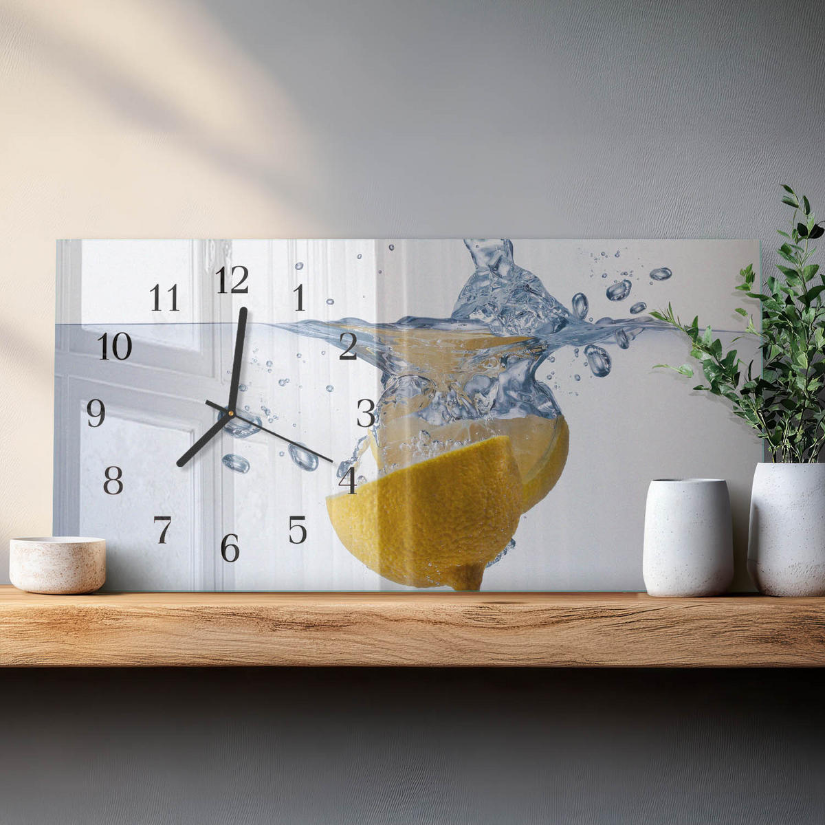 WANDUHR 60x30 cm - Wüste - Blau, Glas (60/30/0.4cm) - TULUP