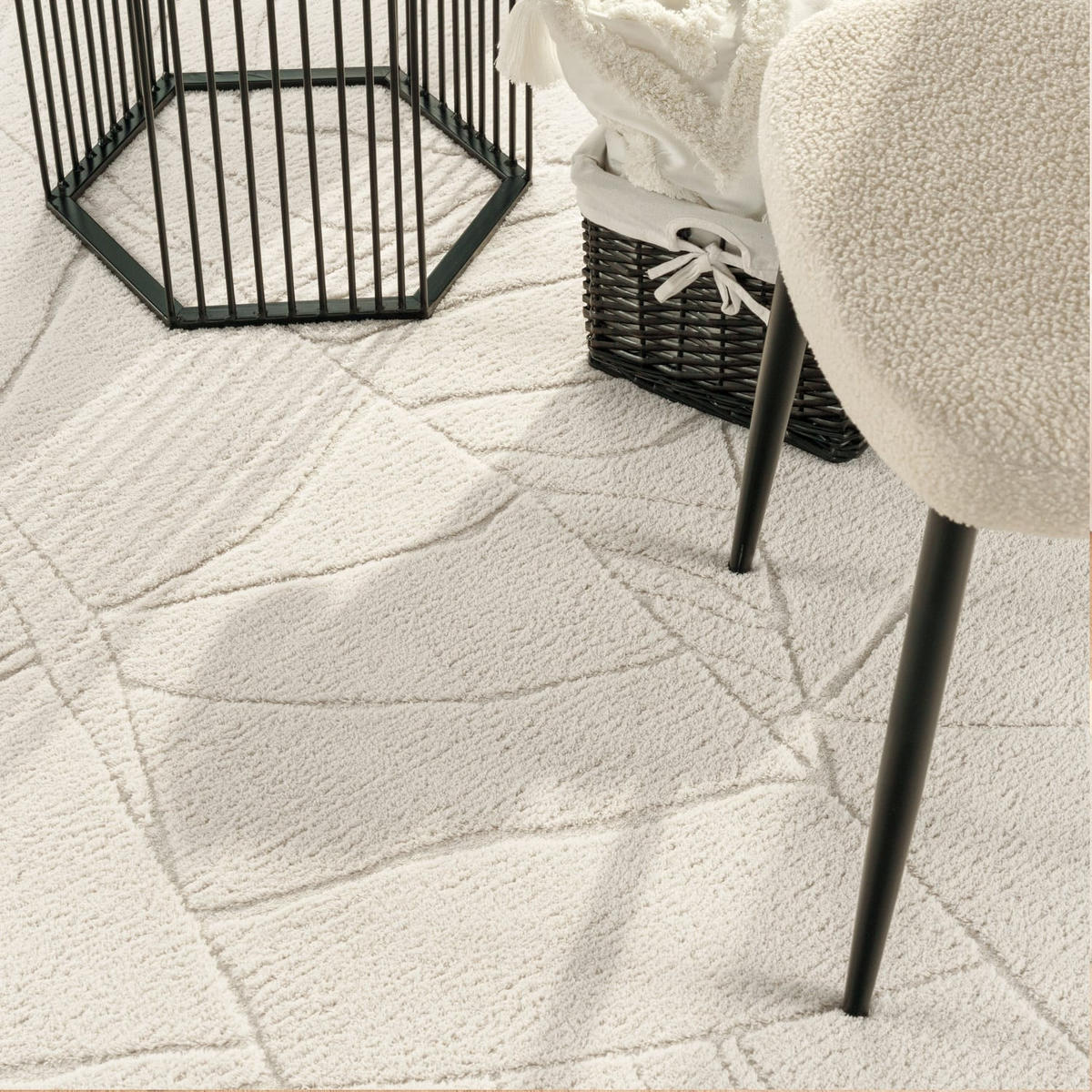 HOCHFLORTEPPICH 160/160 cm Tokio 474 - Creme, Kunststoff (160/160cm) - Paco Home