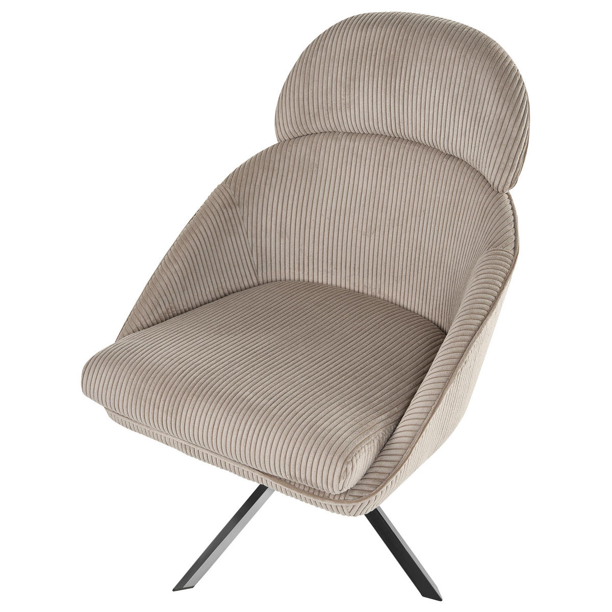 DREHSESSEL Cord Taupe Storvorde - Taupe, Textil/Metall (63/98/81cm) - Beliani