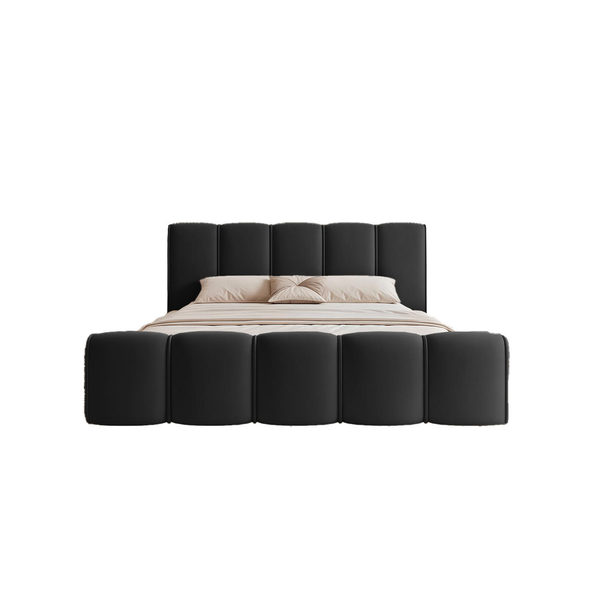 POLSTERBETT LLALO 180x200 cm, Schwarz - Schwarz, Textil (200/180cm) - Fedve