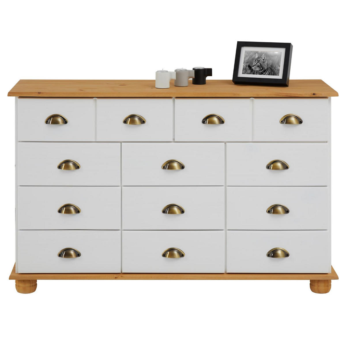 APOTHEKERKOMMODE COLMAR - Weiß/Braun, Holz (117/73/35cm) - IDIMEX