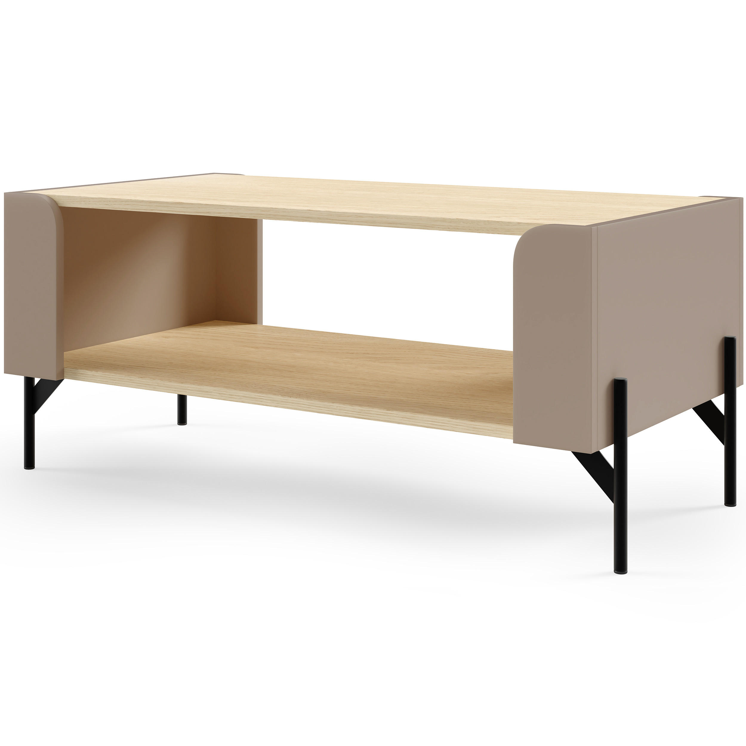 KONFERENČNÍ STOLEK Sorella s otevřenou policí, 90 × 40 cm, do studentského pokoje, porcini + dub Mavelie - kapučínová/barva dubu, kompozitní dřevo (40/90/50cm) - Beautysofa