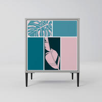 SIDEBOARD COMBINATION OF SHAPES, Grau, 57,5x42x72,5 cm, Schwarze Metallfüße - Multicolor/Schwarz, Holzwerkstoff/Metall (57.5/72.5/42cm) - SpaceRebels