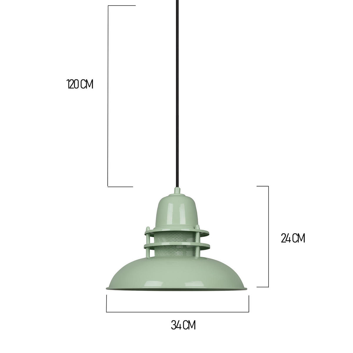 PENDELLEUCHTE Leuchtturm 34/24 - Mintgrün, Metall (34/34/24cm) - Bamyum