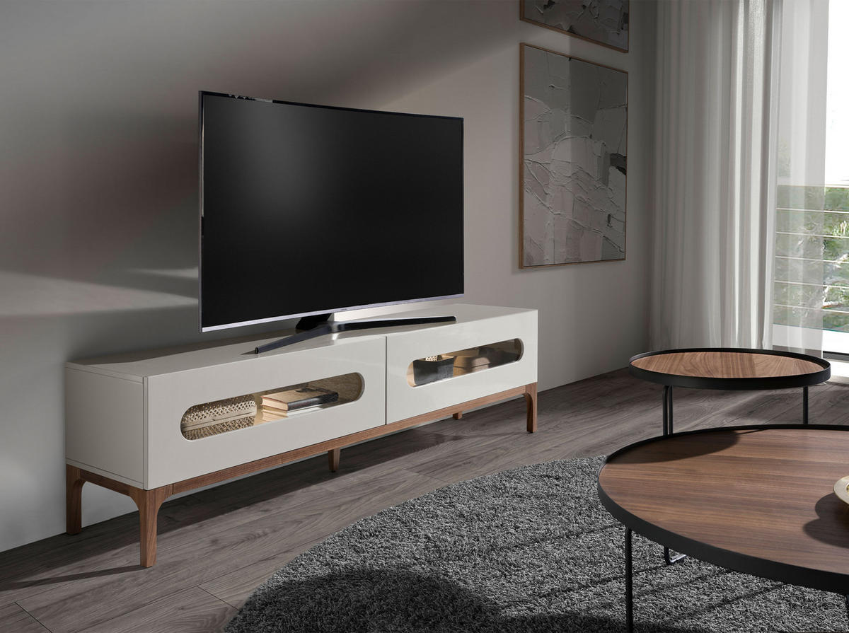 TV-ELEMENT TV-Ständer aus grauem und Walnussholz mit Innenbeleuchtung 180/41/51 cm - Walnussfarben/Grau, Holzwerkstoff (180/51/41cm) - ANGEL CERDA