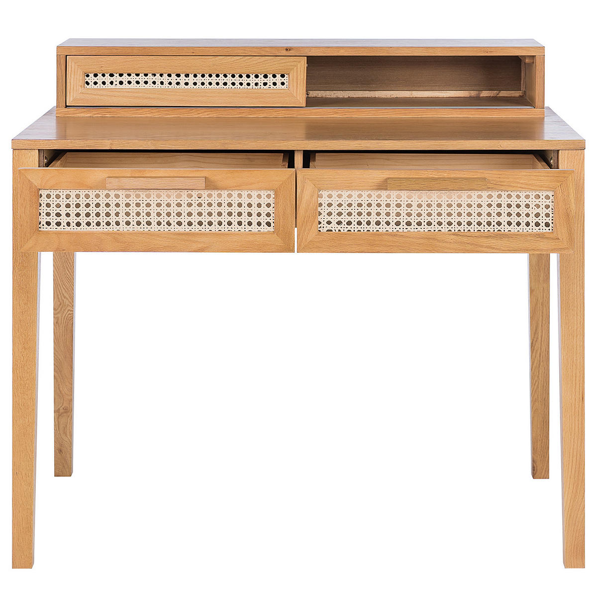 SCHREIBTISCH - Wiener Geflecht / Echtholzfurnier - Eichefarben, Holz/Naturmaterialen (60/100/91cm) - home24