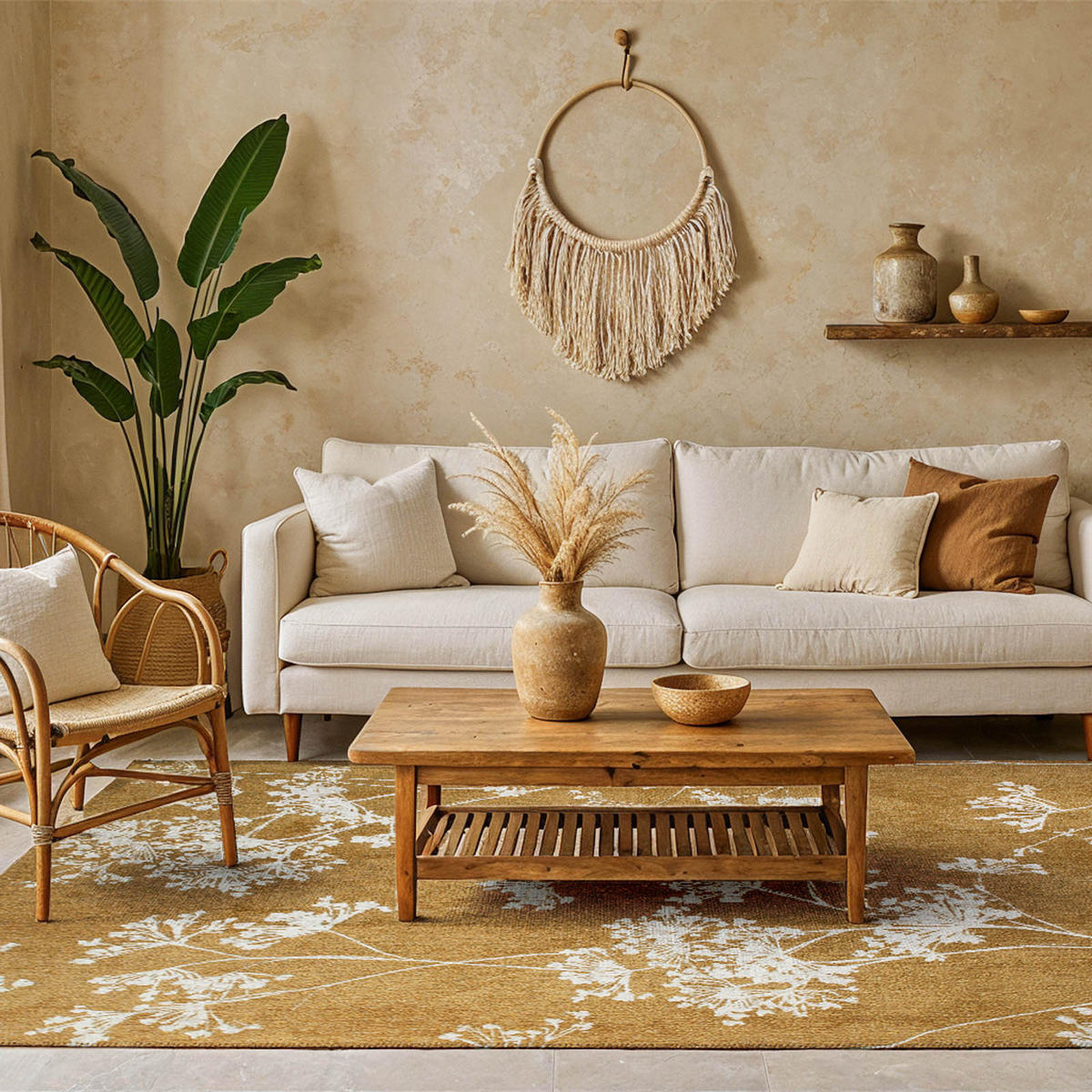 TEPPICH Herbarium Lola&Moi 140/200 cm - Goldfarben, Kunststoff/Textil (140/200cm) - Lola&Moi