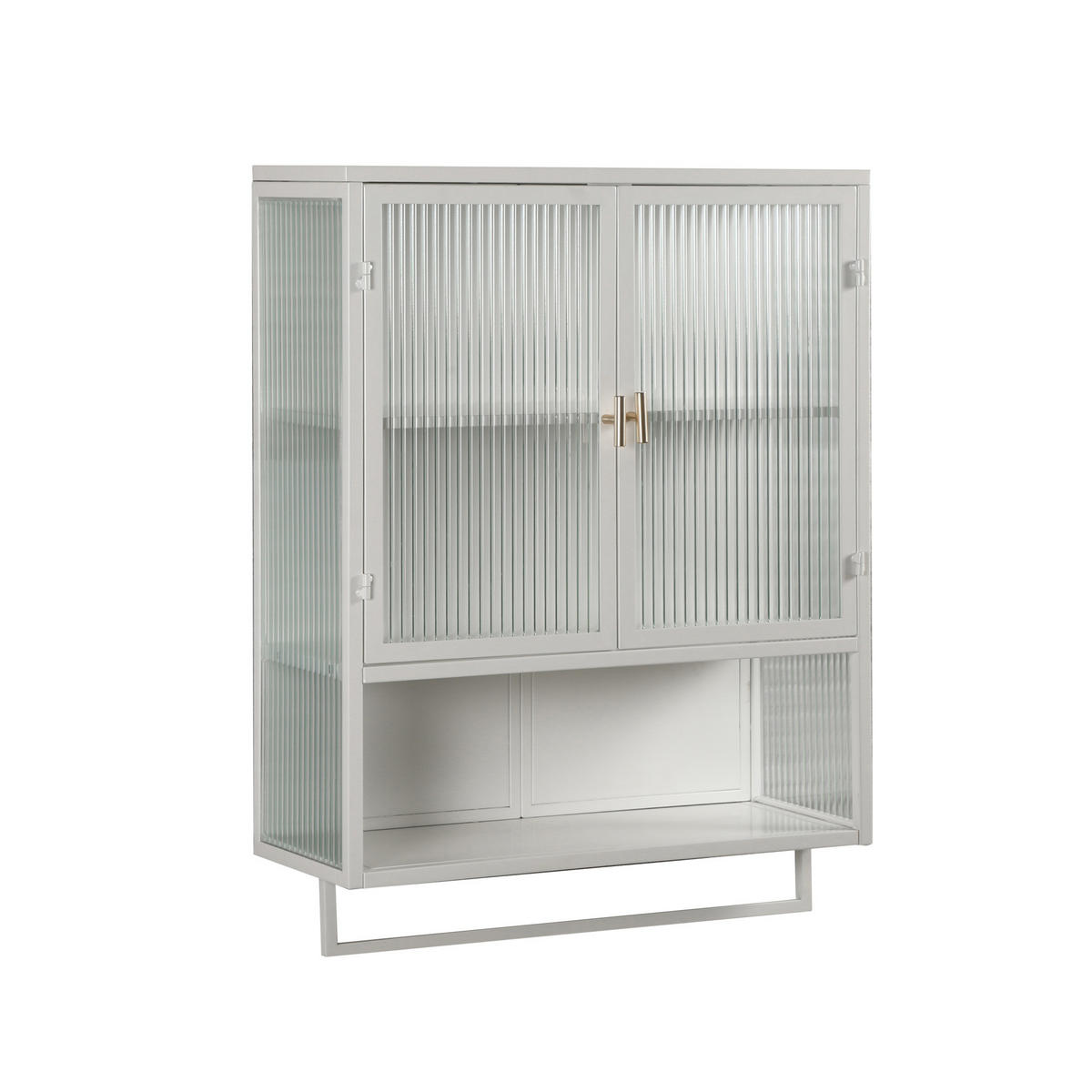 KÜCHENOBERSCHRANK 60/23/78 cm mit Glasfront, 2 Türen und offener Ablage - Weiß, Glas (60/78/23cm) - BEAOK