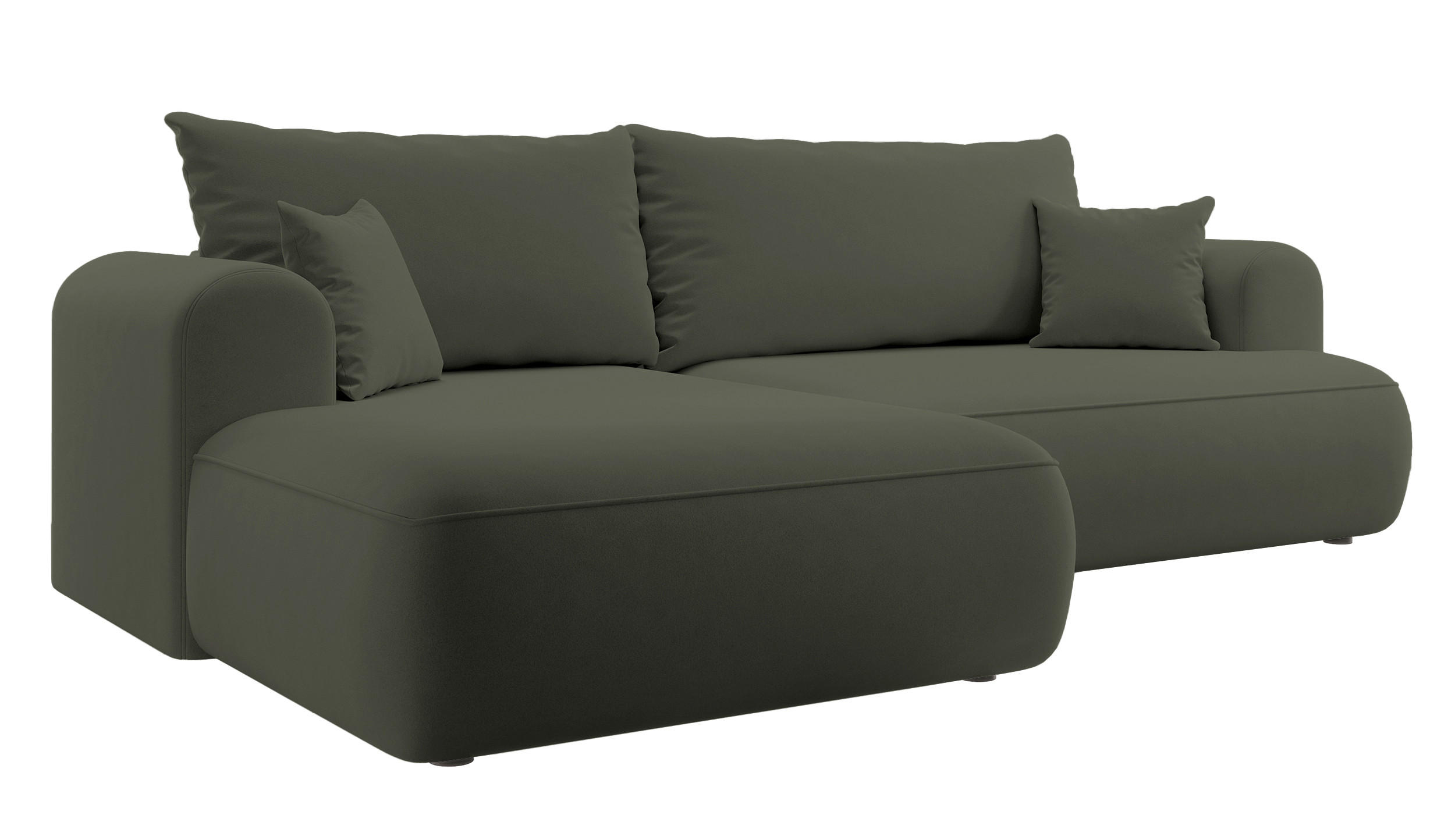 ECKSOFA Ovo Olivgrün Velours - Schwarz/Olivgrün, Kunststoff/Textil (260/165cm) - Selsey