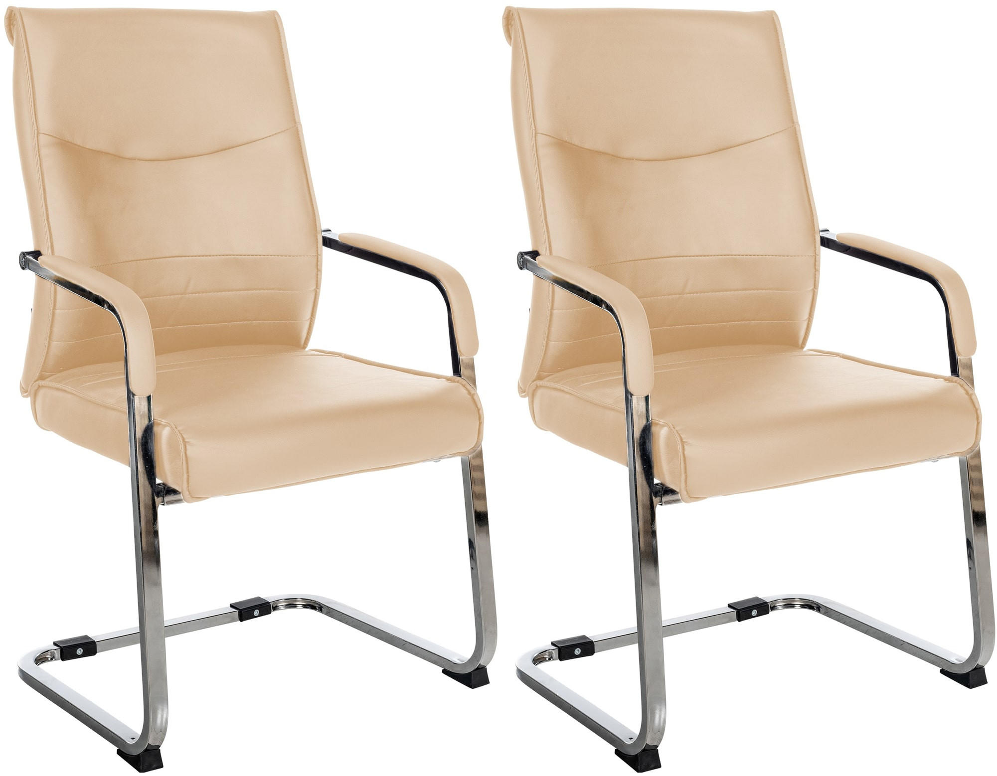 BESUCHERSTÜHLE Haarlem - 2er Set khaki - Chromfarben/Hellgrün, Textil/Metall (55/88/60cm) - TPFLiving