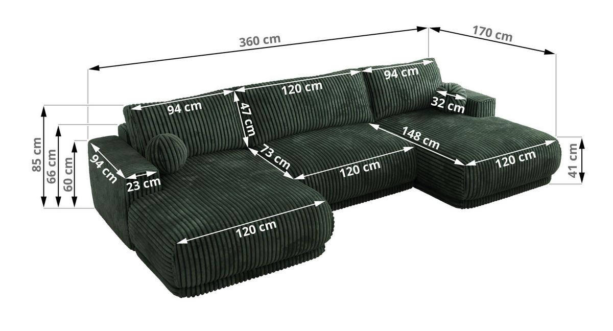 SEDACIA SÚPRAVA RINA U Tmavozelená Menčester - čierna/tmavozelená, textil/plast (360/85/170cm) - MKS