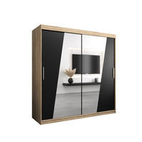 SCHWEBETÜRENSCHRANK 200/200/62 2-türig - Silberfarben/Schwarz, Holz/Kunststoff (200/200/62cm) - Abiks Möbel