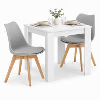 TISCHGRUPPE 80/80 cm Weiß mit 2 Stühlen grau - Beige/Weiß, Holz/Kunststoff (80/80/80cm) - Homestyle4u