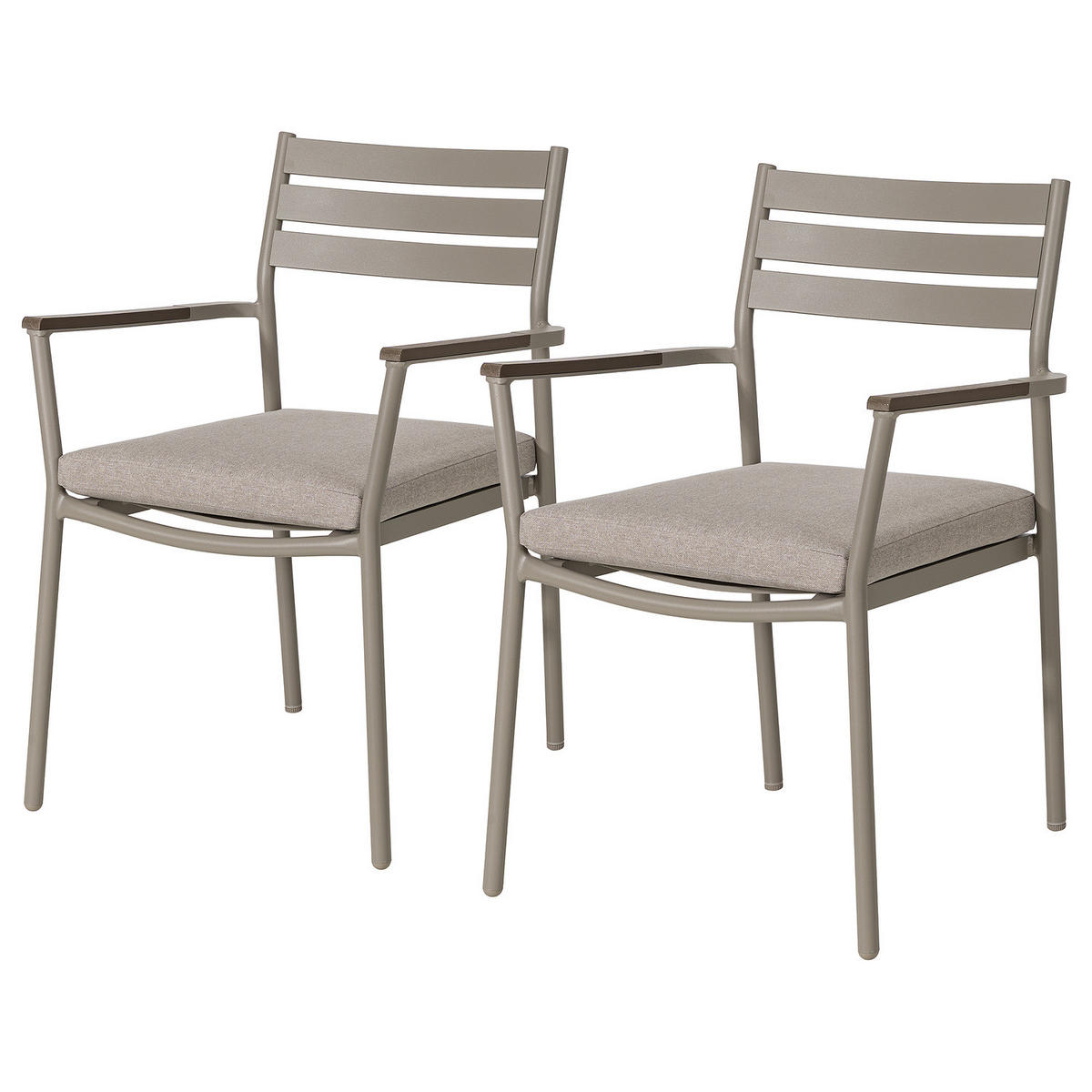 GARTENSTUHL - Aluminium / Polyester - Grau - 2er-Set - Grau, Holzwerkstoff/Textil (58/82/60cm) - home24