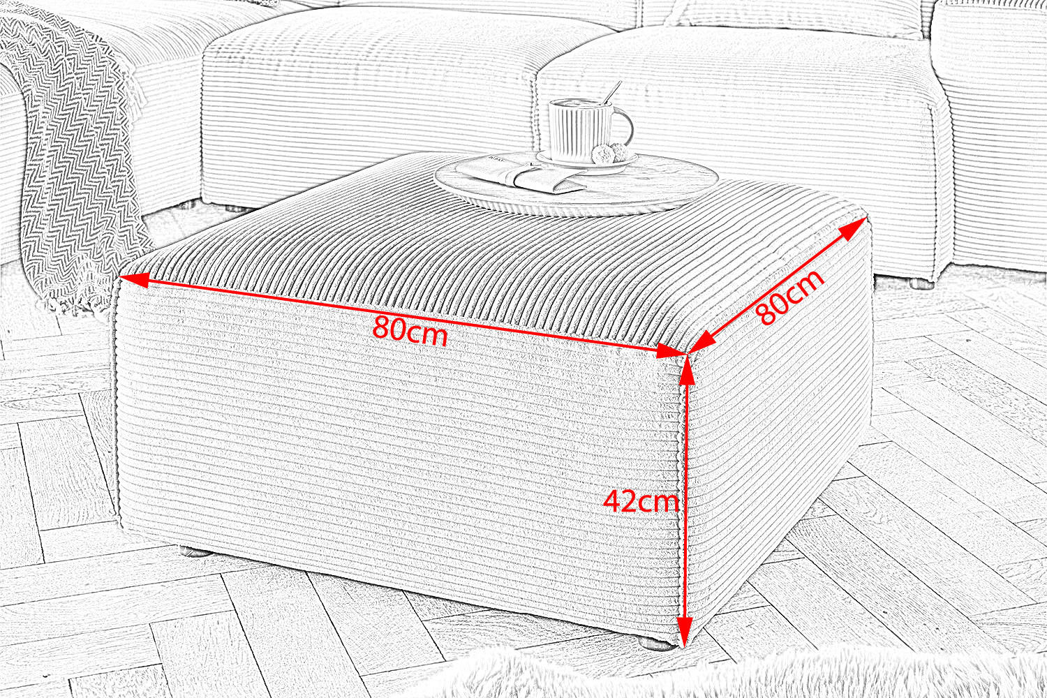 Thumbnail - Kawola Polsterhocker, Braun, Textil, Echtholz, Füllung: Kaltschaum, Quadratisch, rund, 80x42x80 cm, Wohnzimmer, Hocker, ...