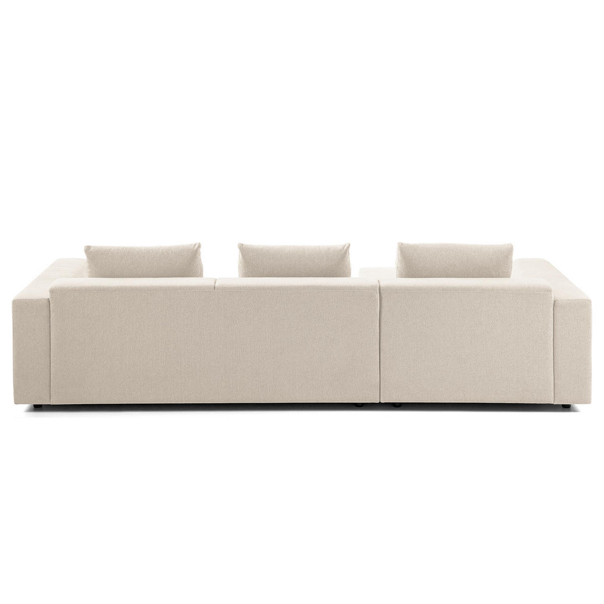 2,5-SITZER ECKSOFA mit Longchair - Webstoff - Beige/Schwarz, Kunststoff/Textil (286/170cm) - home24
