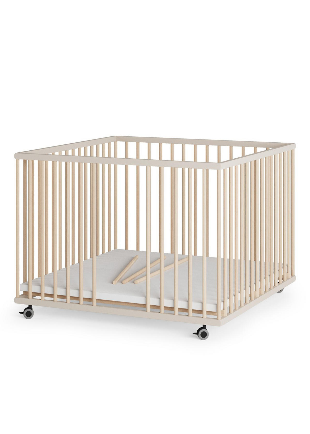 LAUFGITTER 100x100 cm mit Lattenrost & Schlupfsprossen - sahara dust/natur - Premium Kollektion - Sandfarben/Naturfarben, Holz (100/74/100cm) - Sämann – make a difference.