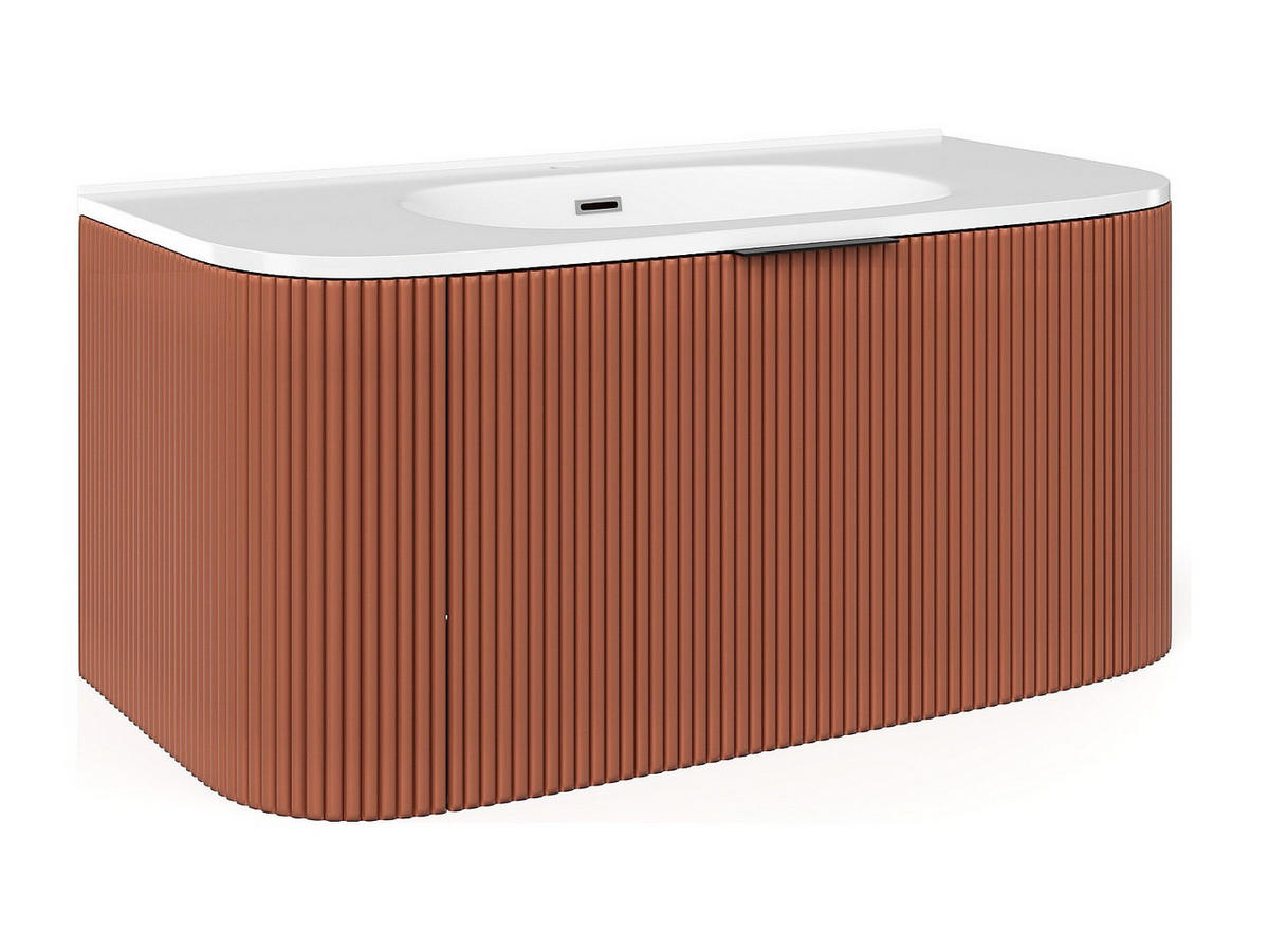 EINZELWASCHTISCH - 99 cm x 50 cm - Holz, Platte - Terracotta - LOMERI - Terracotta, Holz (99/45/50cm) - Vente-Unique