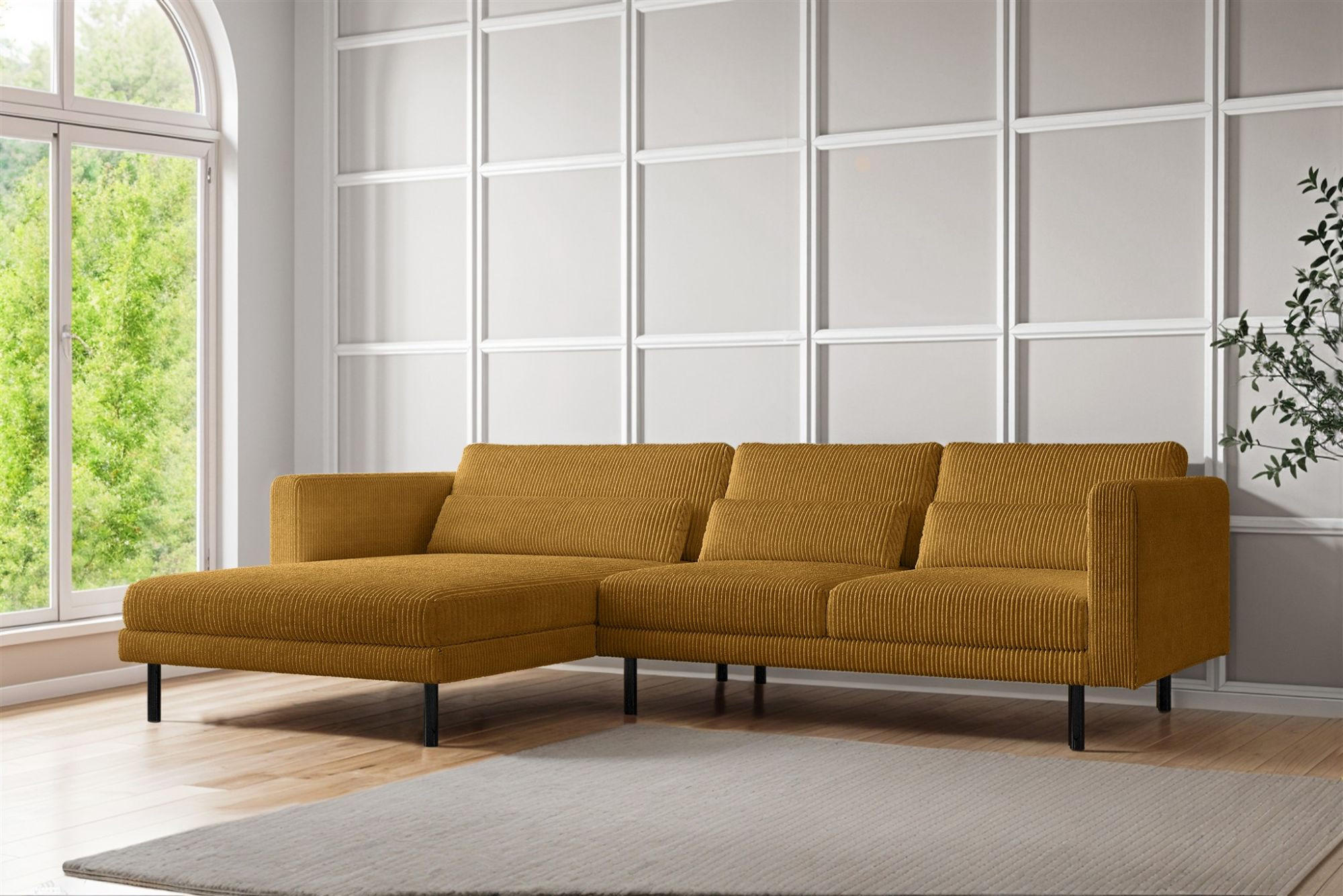 ECKSOFA Agada In Poso - Gelb, Holzwerkstoff/Textil (281/174cm) - Fun Möbel