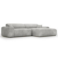 ECKSOFA mit Longchair - Cord - Silberfarben/Schwarz, Kunststoff/Textil (284/178cm) - home24