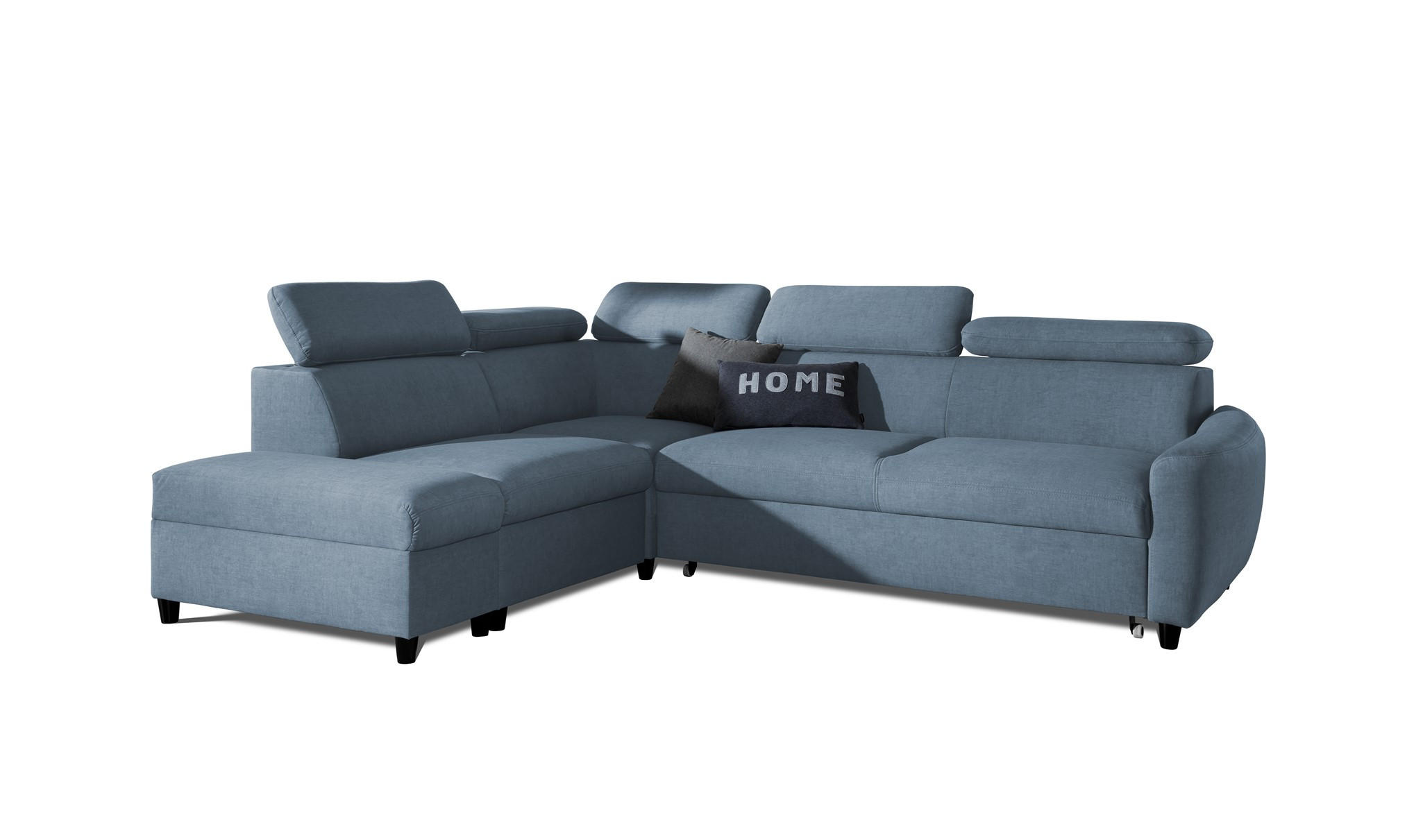 ECKSOFA Schlafsofa Anton In Esito - Hellblau, Holzwerkstoff/Textil (265/205cm) - Fun Möbel