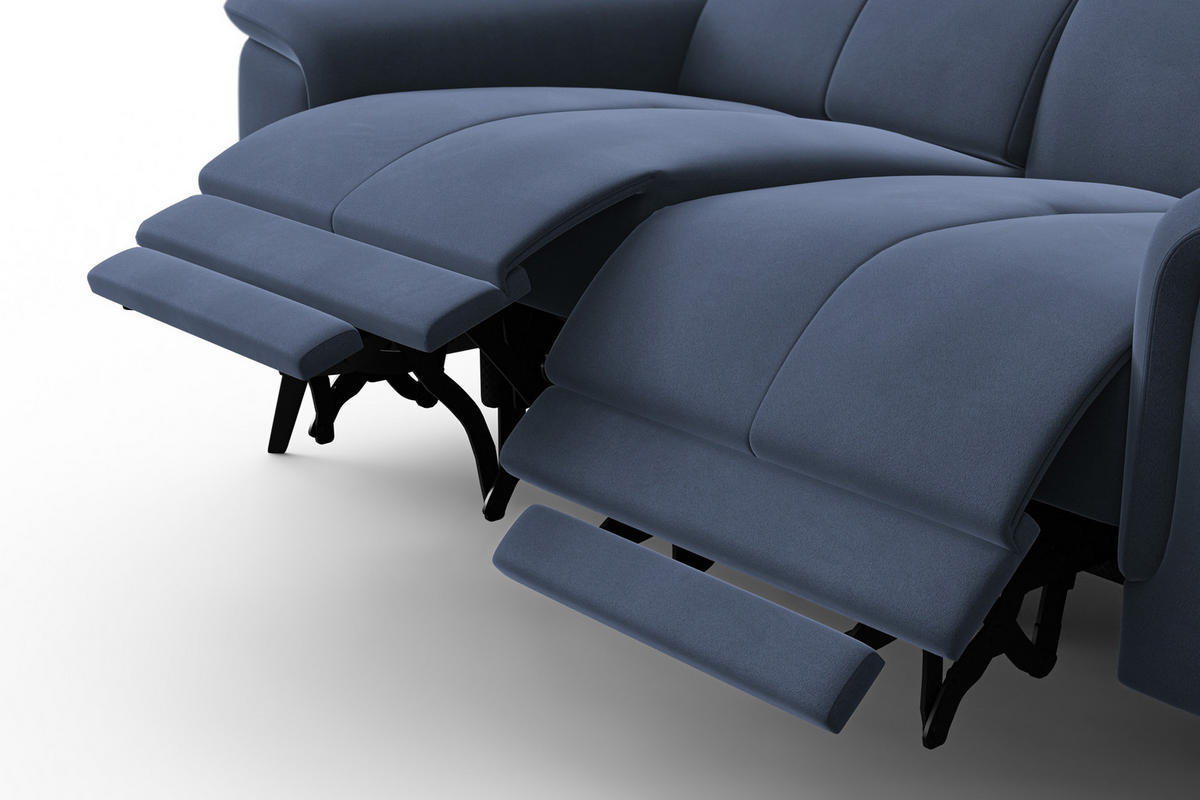 SOFA RELAX FIERO 2-Sitzer, Marineblauer Veloursstoff - Blau/Schwarz, Holz/Textil (170/82/103cm) - Courtois Laville