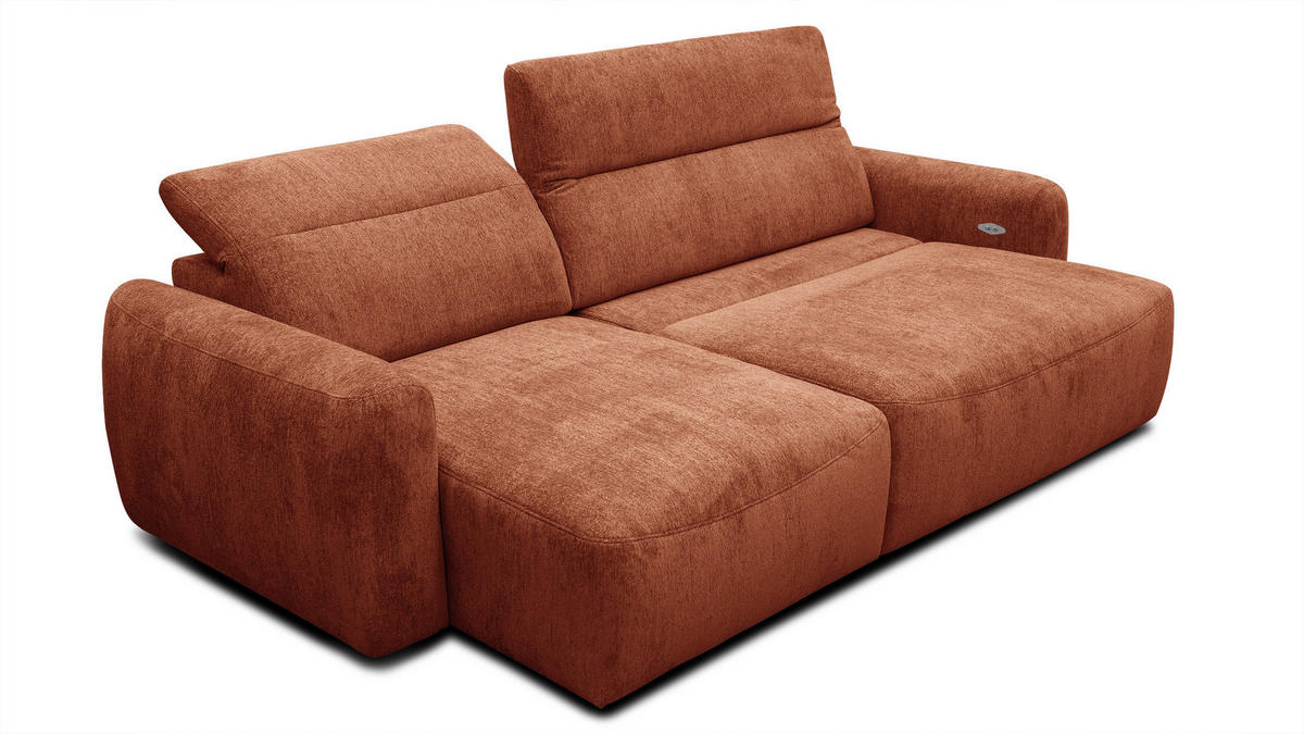 ECKSOFA NERO 4-Sitzer, orange - Schwarz/Orange, Holz/Textil (272/81/159cm) - Courtois Laville